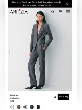 NWOTS Babaton Broker Low Rise Pant - Eversential™ Sz 6 Dark Grey Colour